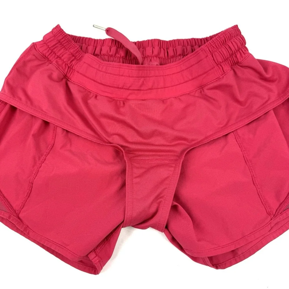 Lululemon Shorts 8 Pink Lined Running Yoga Pink Zip Pocket Womens Workout